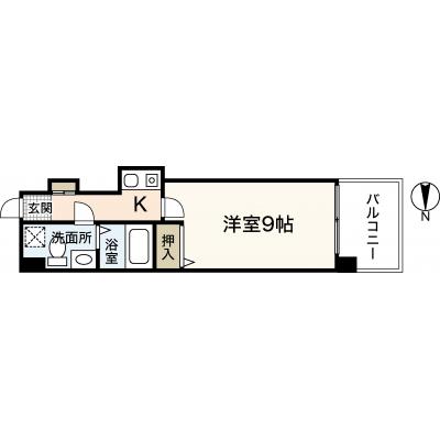 エールマンスリー幟町　壱番館（5-3）　【★無料WI-FI標準装備（無制限）★、28㎡、セミダブルＢ、３２型TV、ゴミ簡易分別毎日回収、宅配ＢＯＸ】の物件間取り図