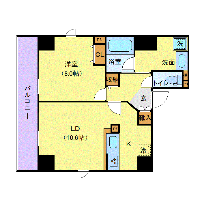 マンスリーリブマックス中野富士見町ステーションフロント▽『1LDK・51平米』【Wi-Fi無制限・ローテーブル・ソファ・ツイン】≪プレミアムシリーズ≫の物件間取り図