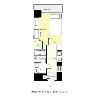 ユニオンマンスリー西横浜駅前１　303　1K・セミダブル☆２口ガスコンロ＆バストイレ別＆独立洗面台＆室内洗濯機＆デスク・チェアのお部屋の間取り図