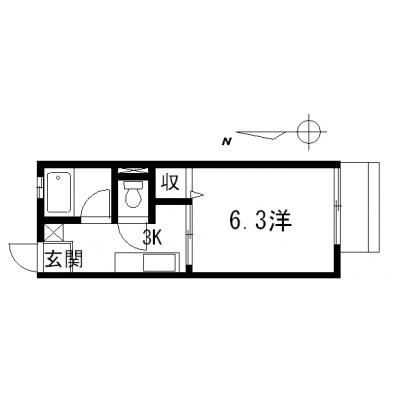 エールマンスリー宇品東（2-2)　【★無料WI-FI標準装備（無制限）★、駐車場1台付無料、イオン宇品店徒歩圏内、2階角部屋、バストイレ別】の物件間取り図