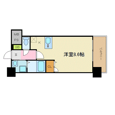 グッドステイ岡山田町スイス◆☆【ハイクラス・浴室乾燥機・洗浄付便座・2口ガスコンロ】の物件間取り図