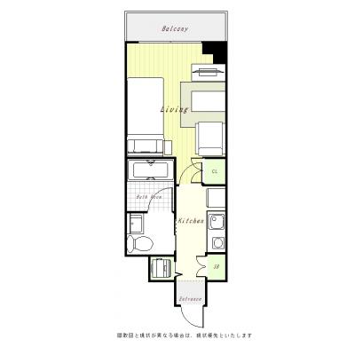 ユニオンマンスリー立川レジデンス２　505　1K・シングル・くつろぎstyle☆モニター付きオートロック・2口ガスコンロなど充実設備の間取り図