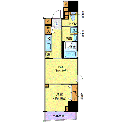 マンスリーリブマックス秋葉原・馬喰町クレイシア□『築浅・1DK30平米・Bタイプ』【Wi-Fi無制限・ローテーブル・ソファ】≪プレミアムシリーズ≫の物件間取り図