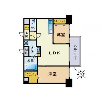 【MP天神AXIA】2LDKの間取り図