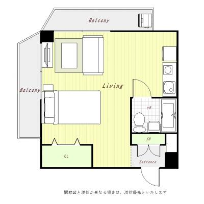 ユニオンマンスリー松戸２　401　1R・セミダブル・くつろぎstyle☆松戸駅から徒歩7分/駅の近くには23時まで営業しているスーパーがあります。■選べるWi-Fi格安レンタル中！の間取り図