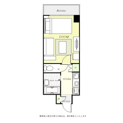 ユニオンマンスリー西葛西１　407　1K・セミダブル・くつろぎstyle☆室内洗濯機のお部屋♪オートロック＆エレベーター付の物件間取り図