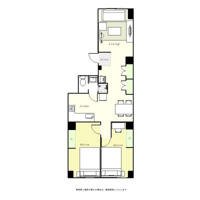 ユニオンマンスリー竹橋１　401　2LDK・２ダブル☆◆インターネット固定回線（有線）無料の部屋◆竹橋駅　徒歩4分／大手町駅　徒歩5分の物件間取り図