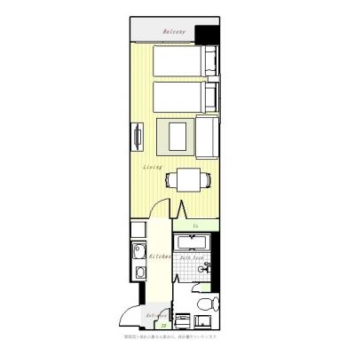 ユニオンマンスリー新横浜４　1001　1K・ツイン・くつろぎstyle☆新横浜駅　徒歩2分／角部屋の物件間取り図