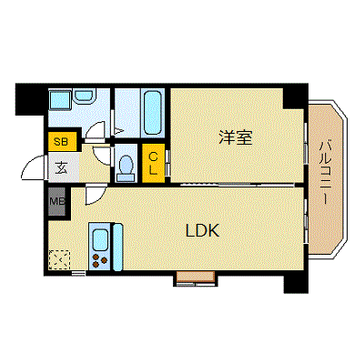 マンスリーリブマックス天神ステーションタワー■『1LDK・ツイン』【シモンズベッド・洗浄機能付き便座・浴室乾燥機】≪ラグジュアリーシリーズ≫の物件間取り図