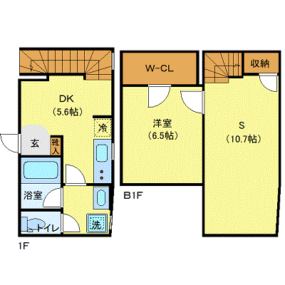 マンスリーリブマックス恵比寿・広尾プレイス◎『1DK+S・57平米・築浅』【ローテーブル・ソファ・ツイン】≪ラグジュアリーシリーズ≫の物件間取り図