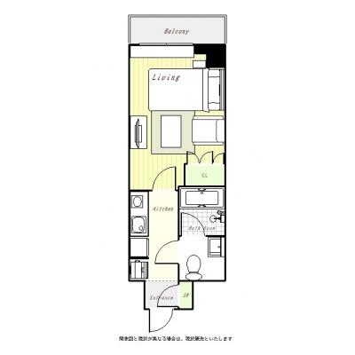 ユニオンマンスリー池袋レジデンス１　207　1K・セミダブル・くつろぎstyle☆角部屋／設備充実のお部屋の間取り図