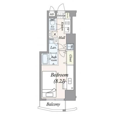 【TM池袋MV/SP1】快適25㎡・駅徒歩4分・2016年築・BT別・独立洗面・Wi-Fi無制限無料・テレワークにも♪の物件間取り図