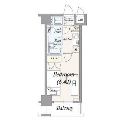 【TM虎ノ門/SD1】セミダブル・神谷町駅徒歩３分・ネットWi-Fi無制限無料・テレワークにも♪の間取り図
