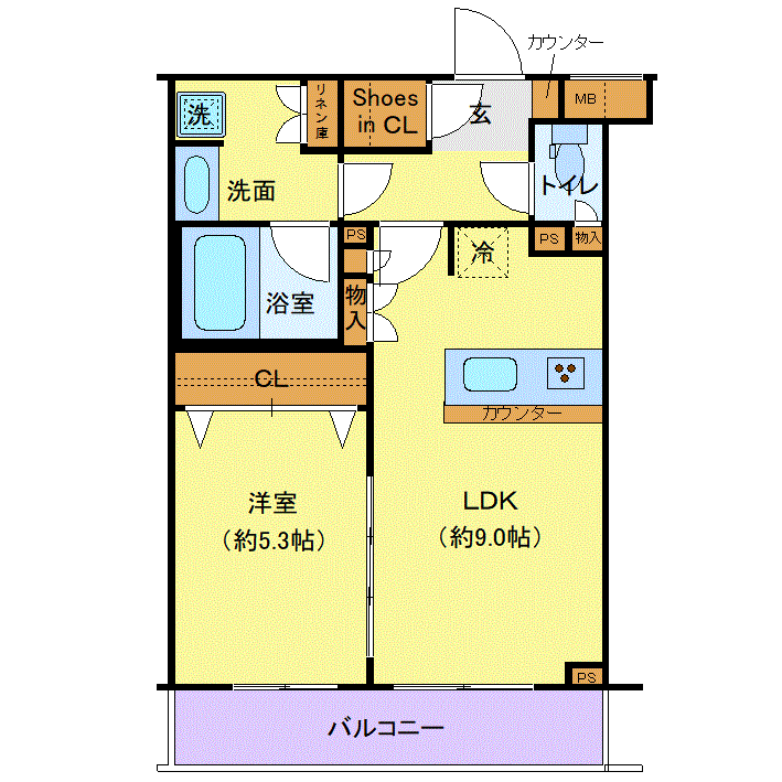マンスリーリブマックス墨田八広スカイガーデン☆『1LDK・40平米』【Wi-Fi無制限・ローテーブル・ソファ】≪エクセレントシリーズ≫の物件間取り図