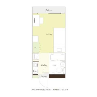 ユニオンマンスリー吉祥寺１　406　1R・シングル☆◆インターネット固定回線（有線）無料の部屋◆吉祥寺駅　徒歩10分/AL付の物件間取り図
