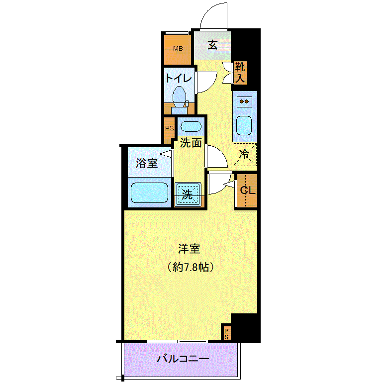 マンスリーリブマックス田端グリーンヴェールⅢ●『1K・25平米・駅4分・築浅』【Wi-Fi無制限・ローテーブル・ソファ】≪プレミアムシリーズ≫の物件間取り図