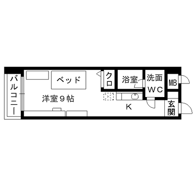 マンスリー辛島　1Rの間取り図