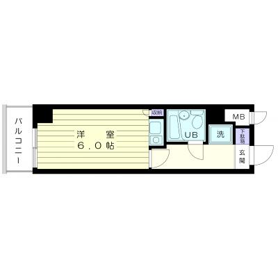 シャレー藤沢　2階（215）1Ｒ　家具家電付　シングルの物件間取り図