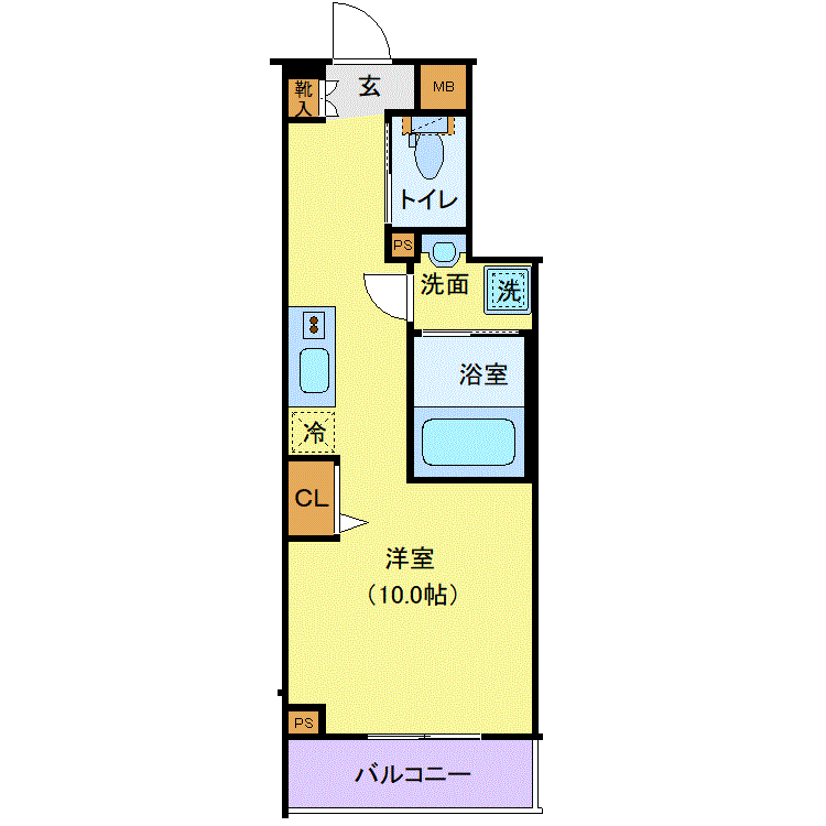 マンスリーリブマックス鷺宮アンベリール☆『1R・25平米・築浅』【独立洗面・浴室乾燥付】≪エクセレントシリーズ≫の物件間取り図