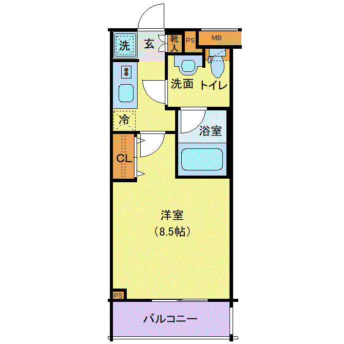 マンスリーリブマックス鷺宮アンベリール■『1K・25平米・築浅』【独立洗面・浴室乾燥付】≪エクセレントシリーズ≫の物件間取り図