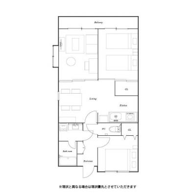 ユニオンマンスリー府中中河原２　206　3DK・ツイン・ダブル・くつろぎstyle☆【3DK｜56.43㎡】広々としたお部屋♪の物件間取り図