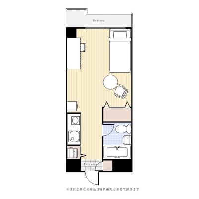 ユニオンマンスリー千葉本八幡１　302　1R・シングル☆◆インターネット固定回線（有線・Wi-Fi）無料の部屋◆の間取り図