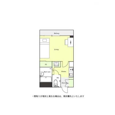 ユニオンマンスリー池袋イーストタワー１　202　1K・シングル☆◆インターネット固定回線（有線）無料の部屋◆池袋の徒歩通勤におススメの間取り図