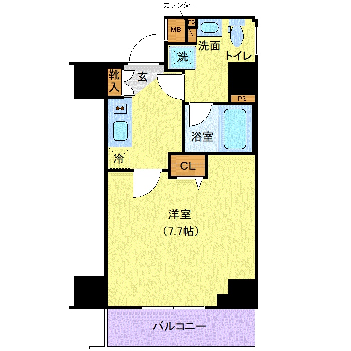 マンスリーリブマックス池上ガリシア■『25平米・角部屋』【独立洗面・浴室乾燥付】≪プレミアムシリーズ≫の物件間取り図