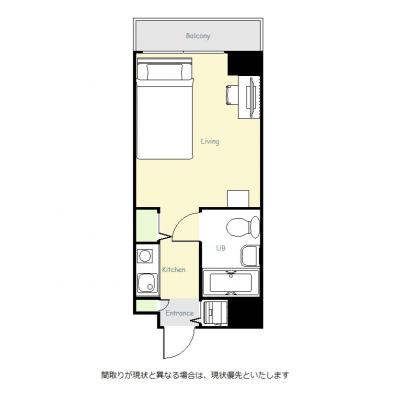 ユニオンマンスリー横浜駅西口１　406　1K・シングル☆オートロック完備♪人気のデスク＆チェア付き♪■京急本線「神奈川駅」徒歩4分の間取り図