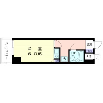 シャレー藤沢　3階（313）1Ｒ　家具家電付　シングルの物件間取り図