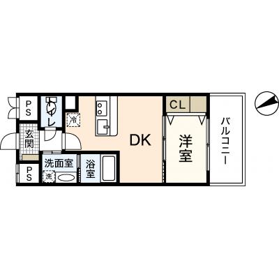 エールマンスリー小町(2-2)　【(★無料WI-FI標準装備（無制限）★、中電前駅徒歩5分、乾燥機付き洗濯機、システムキッチン】の物件間取り図