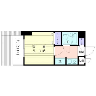シャレー藤沢　4階（410）1R　家具家電付　シングルの物件間取り図