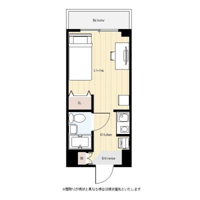 ●2026年6月3日から入居可●ユニオンマンスリー立川１　406　1R・セミダブル☆法人もまとめて入居可♪人気のデスク＆チェア付き♪■/昭和記念公園すぐ近くで緑が多く快適の間取り図