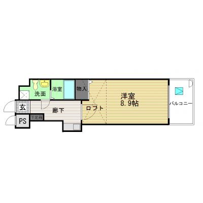 エールマンスリー幟町　壱番館（10-3)　【★無料WI-FI標準装備（無制限）★、乾燥機能付洗濯機、３２型TV、ゴミ毎日回収、宅配ＢＯＸ、ロフト】の物件間取り図