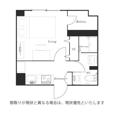 ●2026年4月20日から入居可●ユニオンマンスリー横浜駅西口６　503　1K・セミダブル☆横浜市営地下鉄ブルーライン「横浜駅」から徒歩9分の物件の間取り図