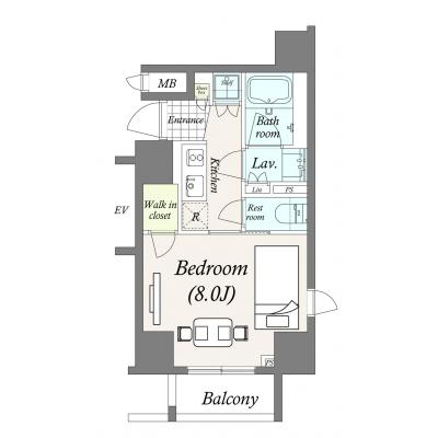 【TM浜松町TP/SPB2】広めの26㎡・浜松町徒歩3分・独立洗面・Wi-Fi無制限無料・テレワークにも♪・新橋も徒歩圏内の間取り図