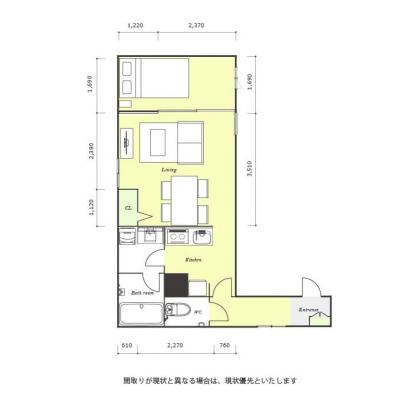 ●2026年4月26日から入居可●ユニオンマンスリー新日本橋レジデンス１　203　1LDK・セミダブル・くつろぎstyle☆◆インターネット固定回線（有線）無料の部屋◆の間取り図