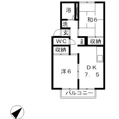 ★★プレジール安原A・B（※禁煙）★★【さくらマンスリー】近隣に24時間スーパーや飲食あり！水島中心地2DK物件♪の物件間取り図