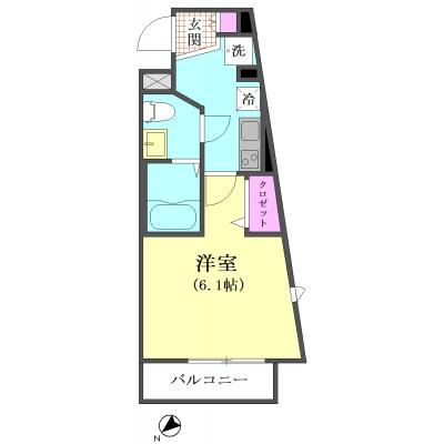 シティマンスリー大井町・MXレジデンス　3Bタイプ　禁煙【光インターネット（WIFI）無料】【浴室乾燥】【独立洗面】【オートロック】の物件間取り図
