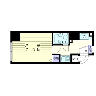シャレー藤沢　5階（501）1K　家具家電付　シングルの物件間取り図