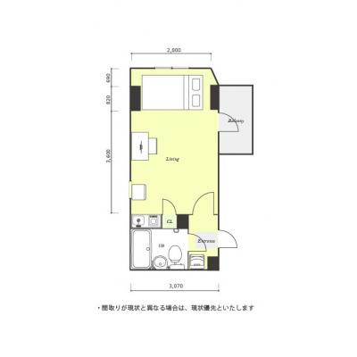 ユニオンマンスリー八王子７　202　1R・セミダブル☆人気の角部屋♪安心のモニター付きインターフォン完備♪デスクとチェアのあるお部屋♪の間取り図
