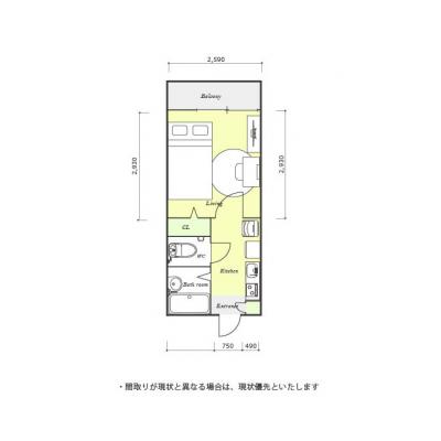ユニオンマンスリーさいたま新都心２　101　1K・セミダブル☆JRさいたま新都心駅から徒歩11分。バストイレ別/便利な浴室乾燥機付き物件の間取り図