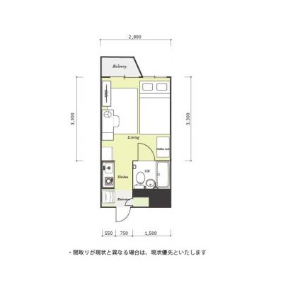 ユニオンマンスリー西国分寺２　206　1R・セミダブル☆JR西国分寺駅　徒歩8分。西国分寺駅前には深夜1時まで営業のスーパーも有の間取り図