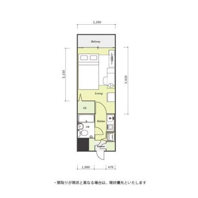 ユニオンマンスリー与野１　309　1K・セミダブル☆JR京浜東北線　与野駅　徒歩5分。人気の角部屋物件/モニター付きインターホン有の間取り図