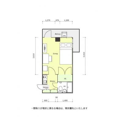 ユニオンマンスリー鷺沼１　206　1K・セミダブル☆東急田園都市線　鷺沼駅　徒歩9分。駅前には深夜1時まで営業のスーパー有の物件間取り図
