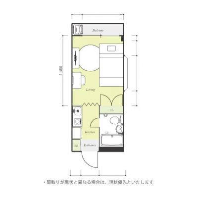 ユニオンマンスリー永山２　211　1R・セミダブル☆人気の角部屋＆二面採光で日当たり抜群♪女性におすすめのドレッサー付き♪の間取り図