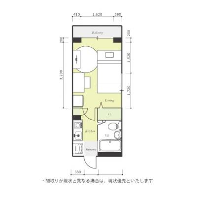 ユニオンマンスリー相模原７　508　1K・セミダブル☆JR横浜線利用で新横浜駅までダイレクトアクセス、人気の角部屋の間取り図