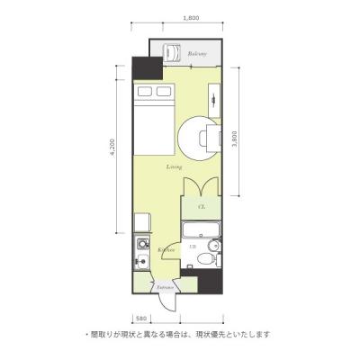 ユニオンマンスリー小田急相模原１　306　1R・セミダブル☆小田急線「小田急相模原駅」から徒歩３分の物件間取り図