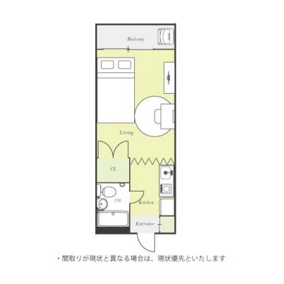 ●2026年5月15日から入居可●ユニオンマンスリー武蔵藤沢１　203　1R・セミダブル☆西武池袋線沿線／女性に嬉しいドレッサーがあるお部屋の間取り図