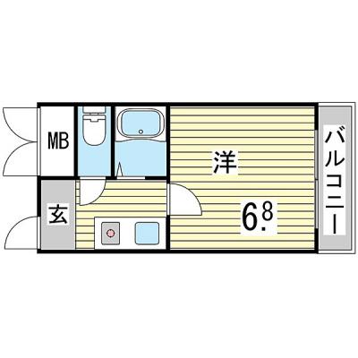 ◆パシオン芦屋３【芦屋駅まで徒歩２分✤駅周辺施設充実✤風呂・トイレセパレート✤ネット無料✤】の物件間取り図